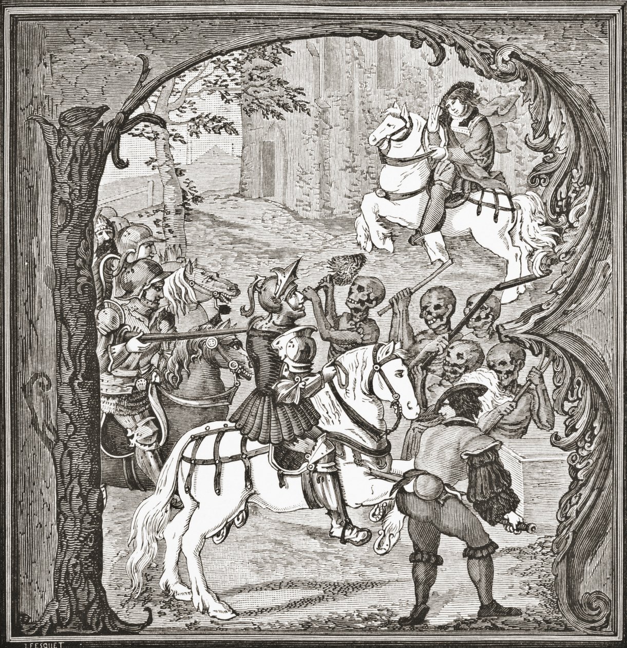 Legende van de Drie Doden en de Drie Levenden, 1878 door English School