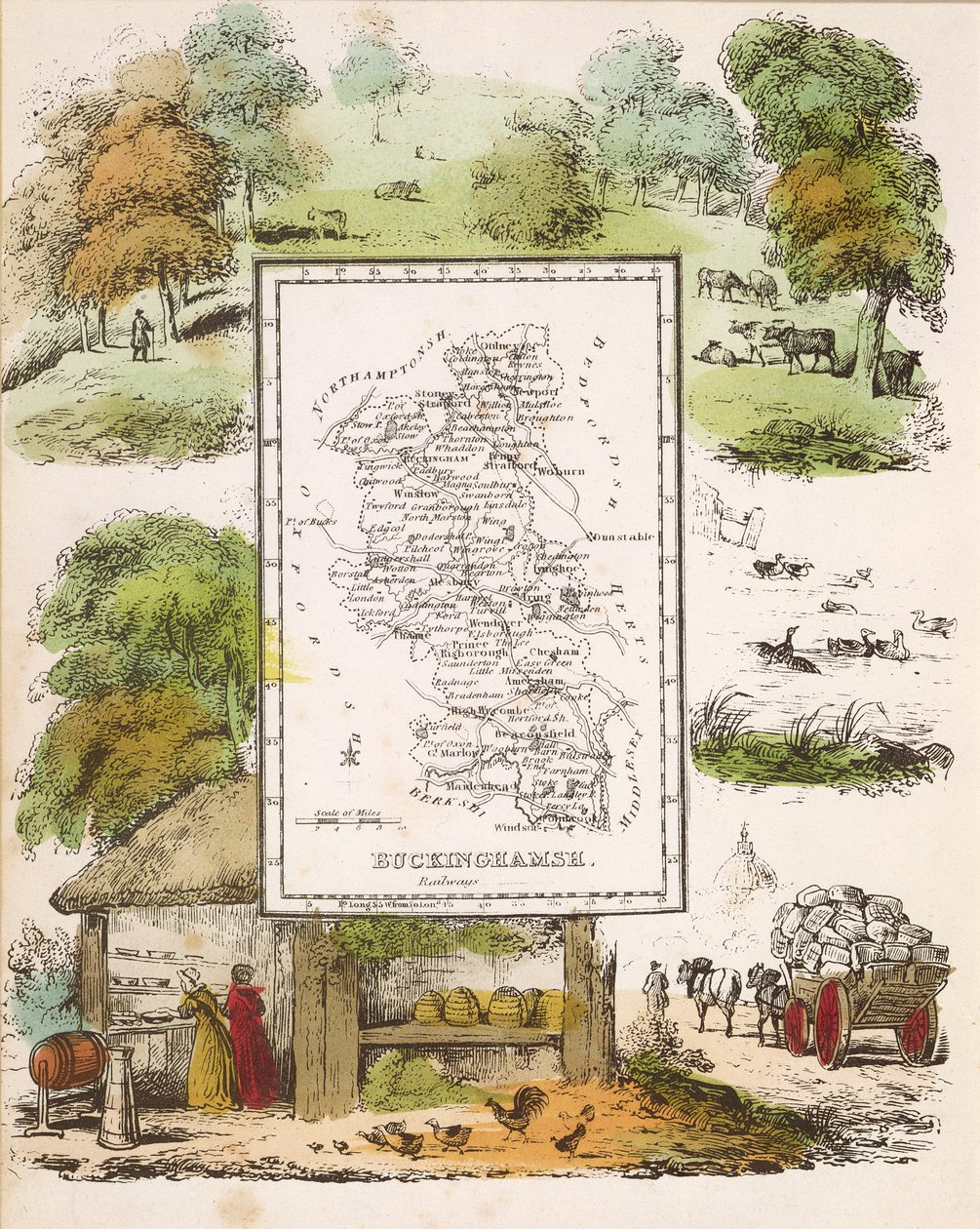 Kaart van Buckinghamshire door English School