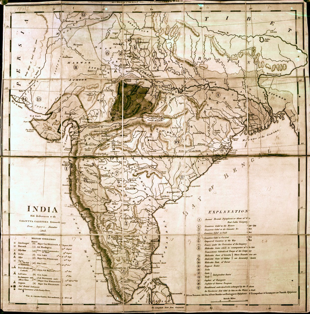 Kaart van India, 1803 door English School