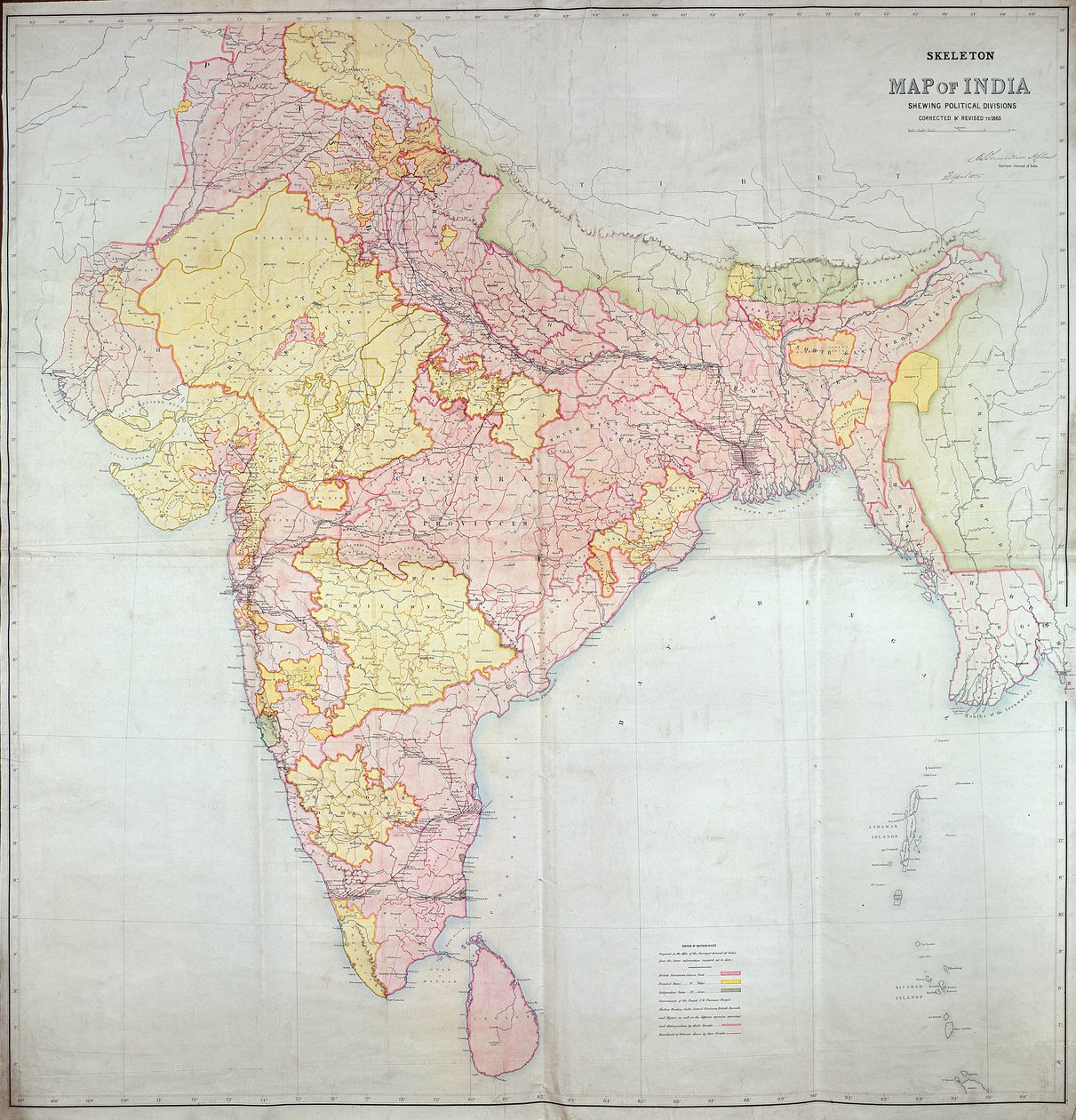 Kaart van India, 1865 door English School