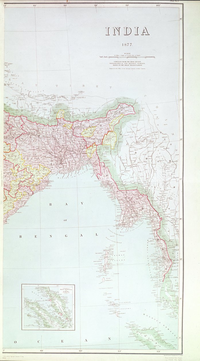 Kaart van India, 1877 door English School