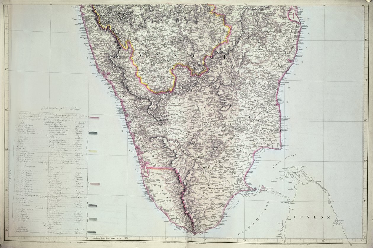 Kaart van Zuid-India, 1816 door English School