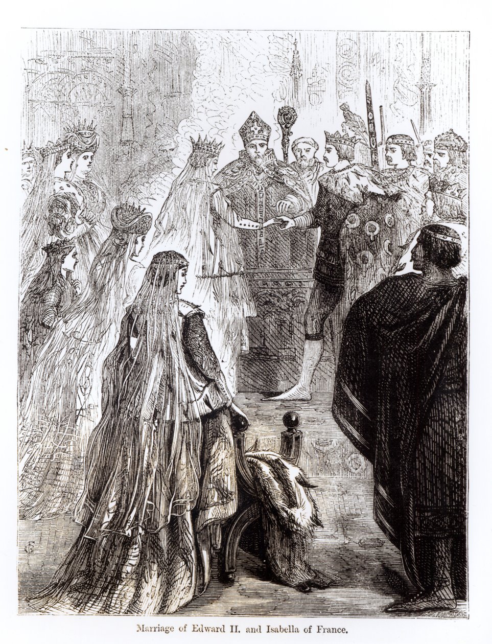 Huwelijk van Edward II (1284-1327) en Isabella van Frankrijk (1292-1358) door English School