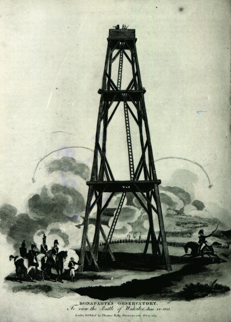 Napoleon in zijn observatorium, kijkend naar de aanval van zijn Keizerlijke Garde, Waterloo, 18 juni 1815 door English School