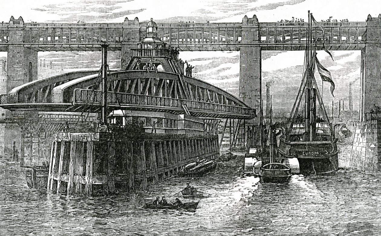 Opening van de nieuwe draaibrug in Newcastle-upon-Tyne, 1876 door English School