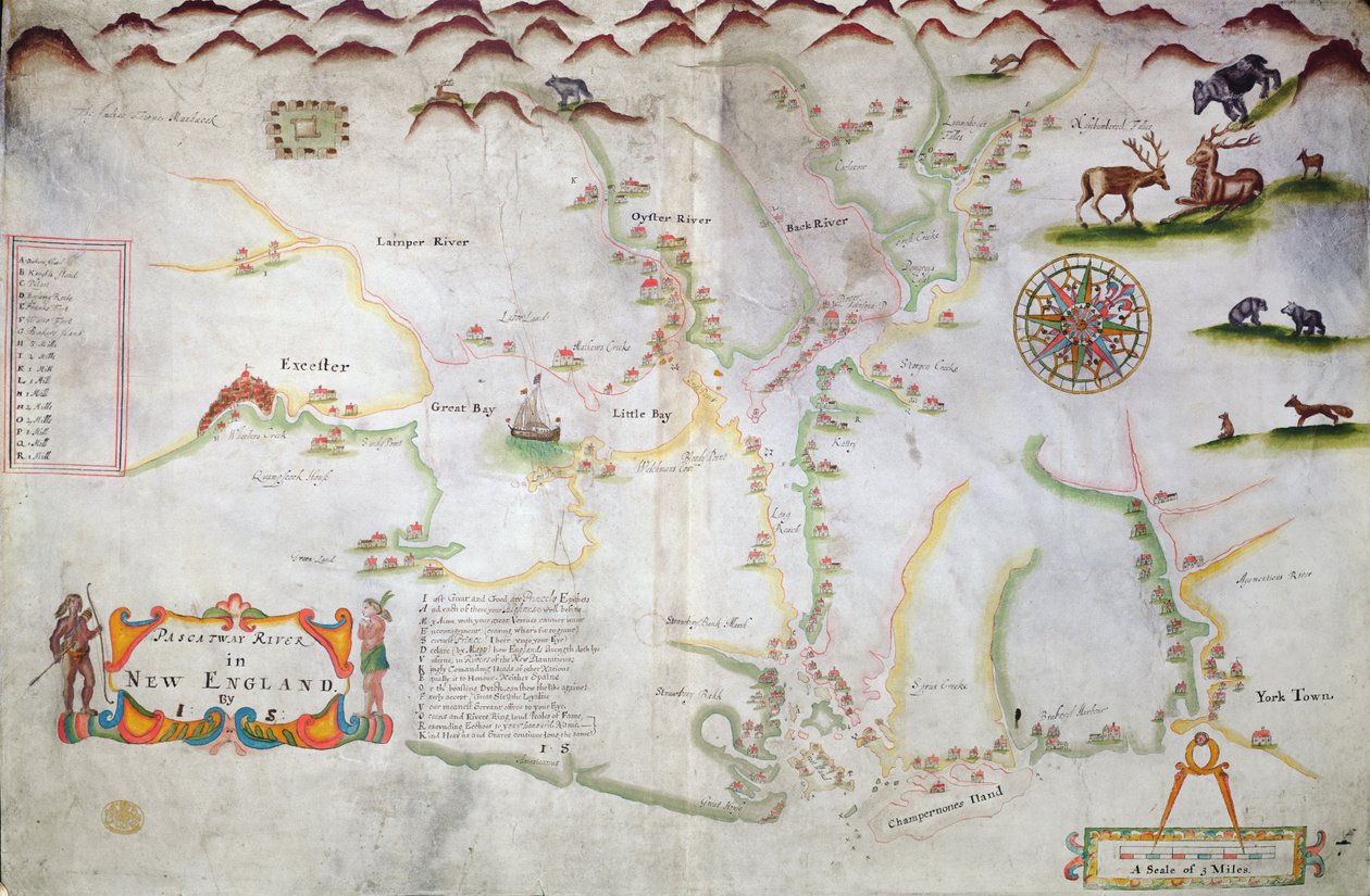 Pascatway River in New England, ca.1660-85 door English School