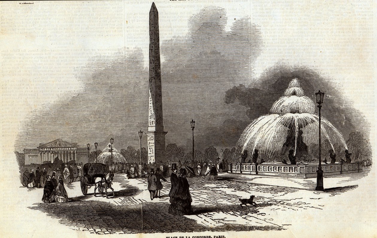 Place de la Concorde, Parijs, uit The Illustrated London News, 2 augustus 1845 door English School