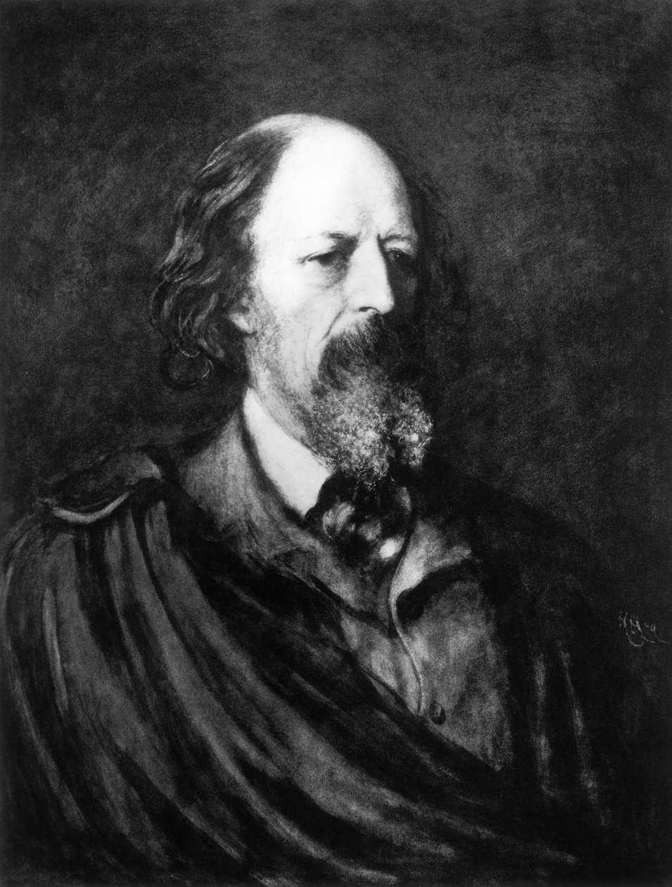 Portret van Alfred, Lord Tennyson (1809-92) ca. 1860s door English School
