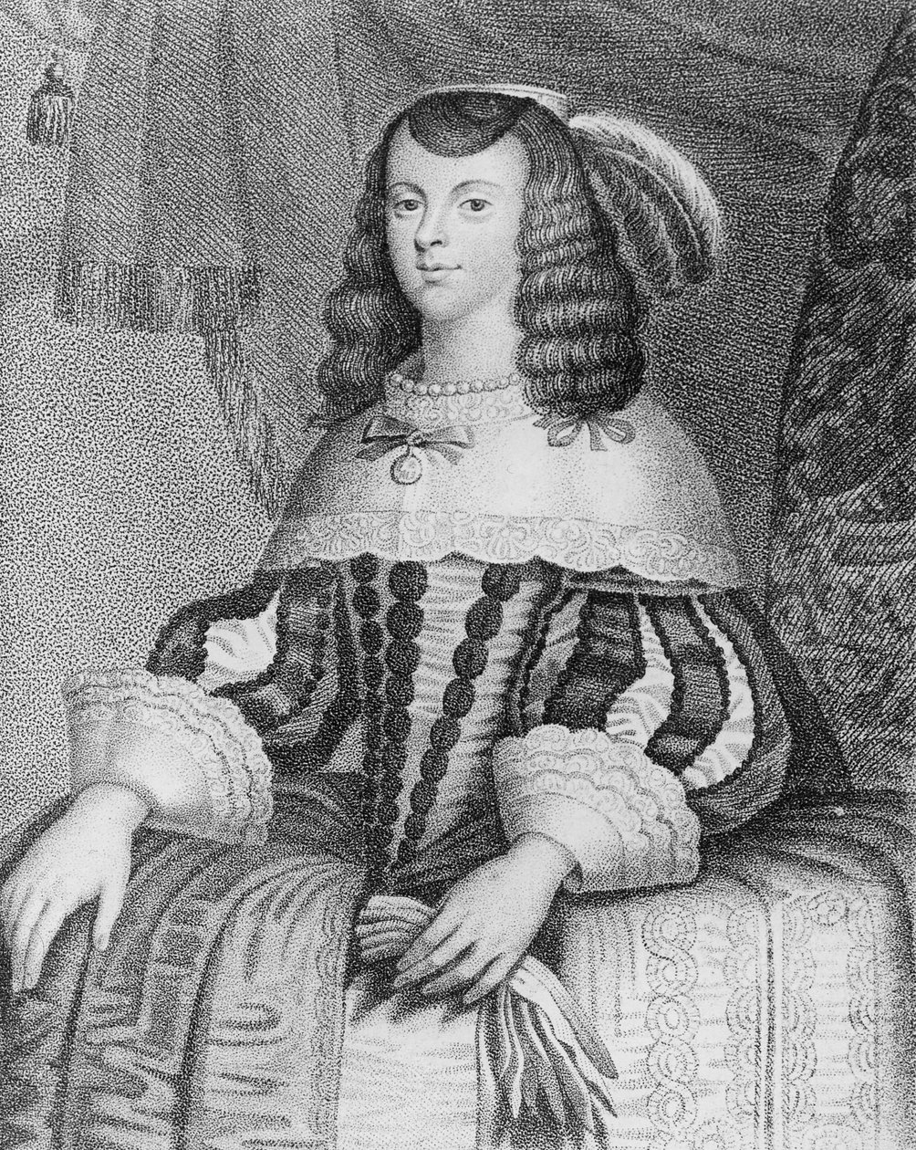 Portret van Catharine van Braganza (1638-1705) gegraveerd door Freeman door English School