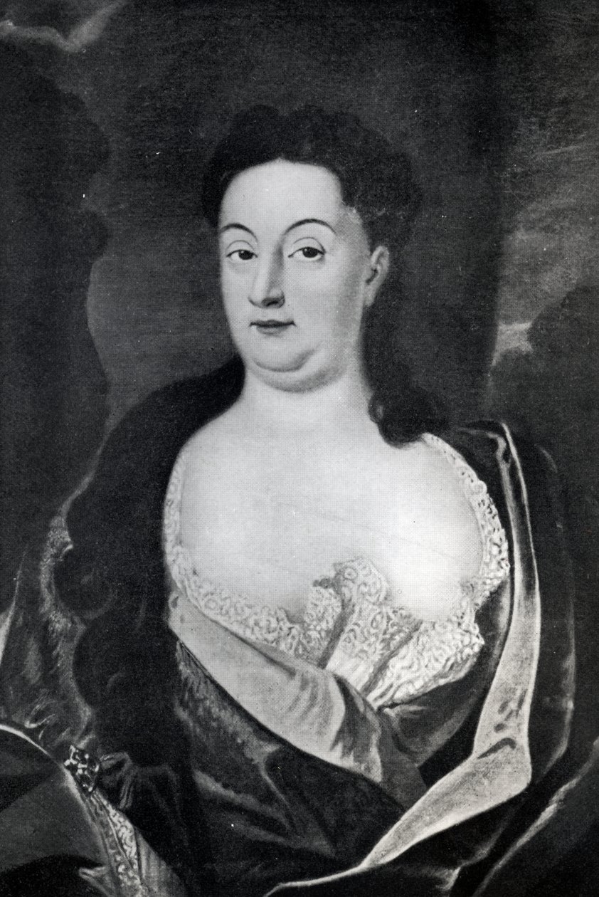 Portret van gravin Ehrengard Melusina von der Schulenburg, hertogin van Kendal (1667-1743) door English School