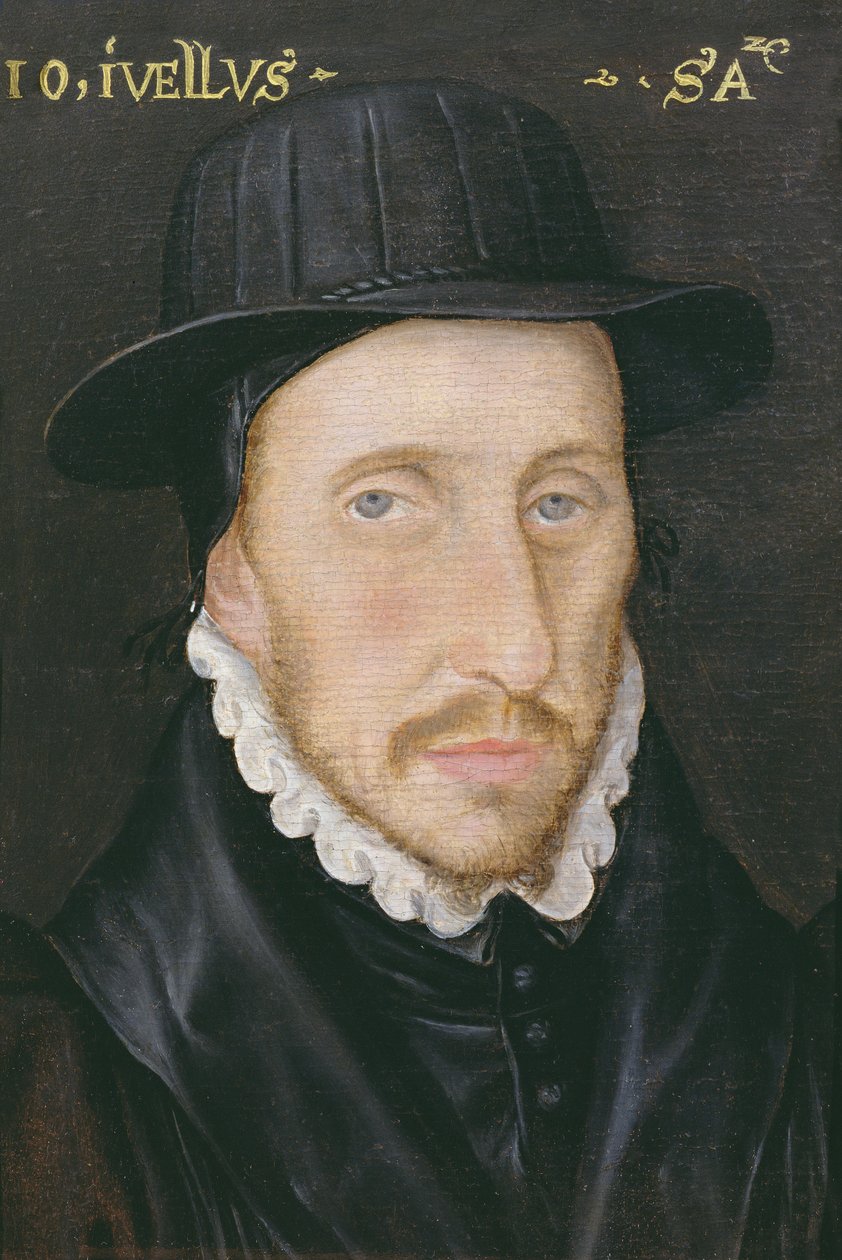Portret van John Jewell (1522-71) fellow van Corpus Christi College, Oxford en bisschop van Salisbury door English School