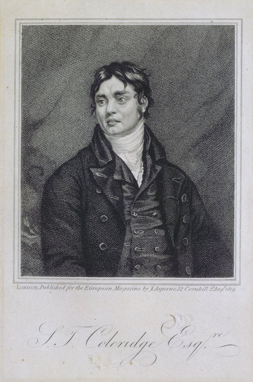 Portret van Samuel Taylor Coleridge (1772-1834), gepubliceerd in 1819 door English School