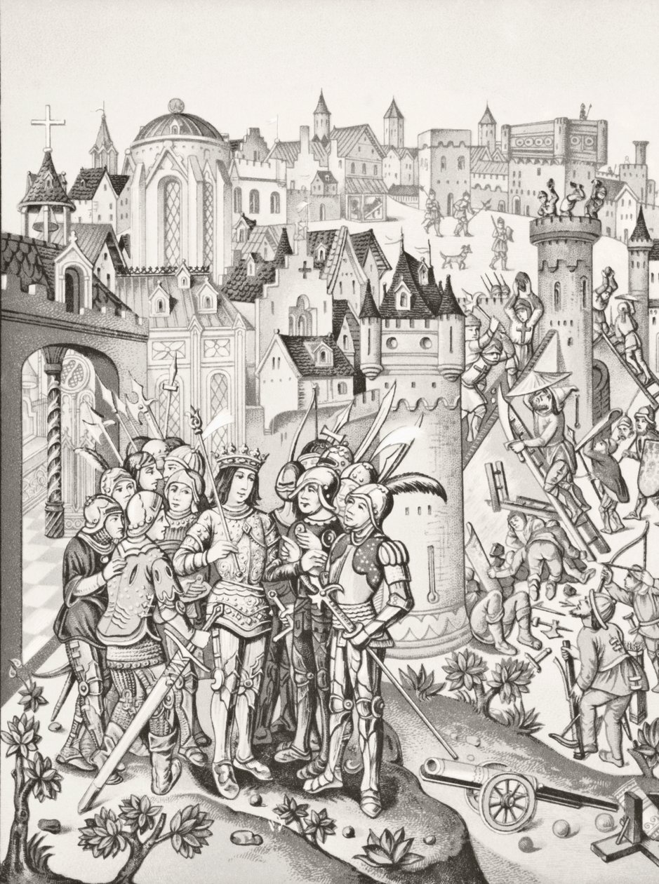 Belegering van een stad verdedigd door de Bourgondiërs onder Karel VI, 1878 door English School