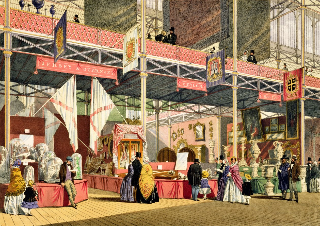 Stands voor Guernsey en Jersey, Malta en Ceylon in de Grote Tentoonstelling van 1851, uit Dickinsons Comprehensive Pictures door English School