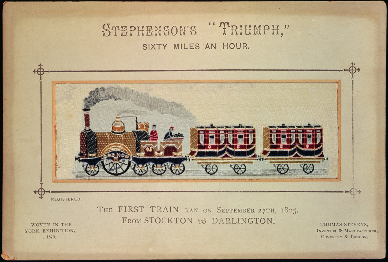 Stephensons Triumph, geweven voor de York Tentoonstelling, 1879 door English School