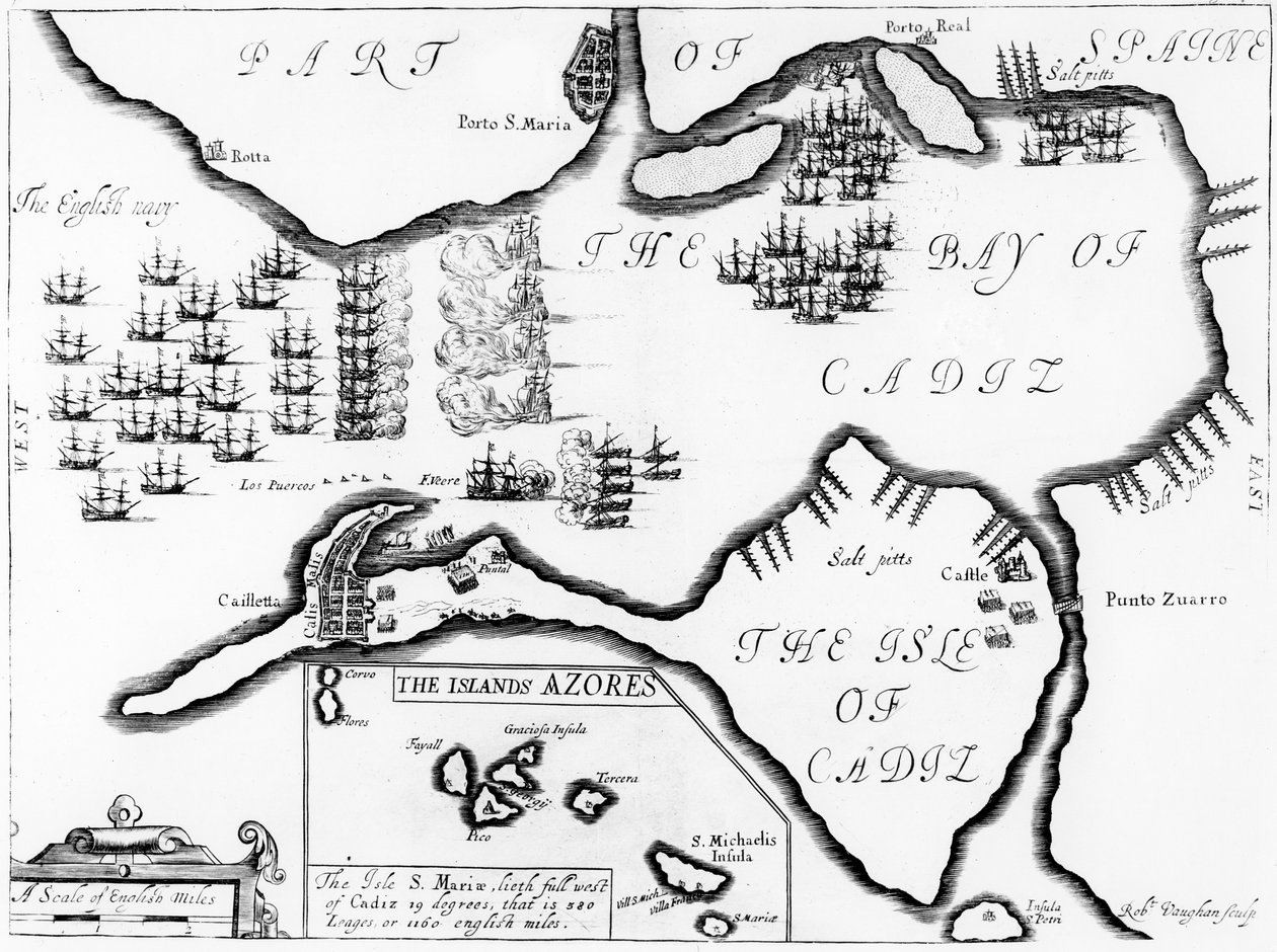 De verovering van Cádiz in 1596 door English School