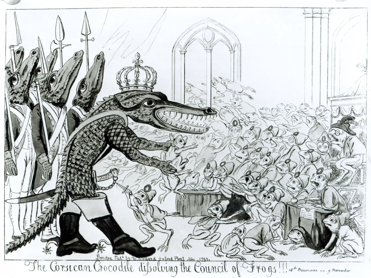 De Corsicaanse krokodil die de Raad van Kikkers oplost, 9 november 1799 door English School