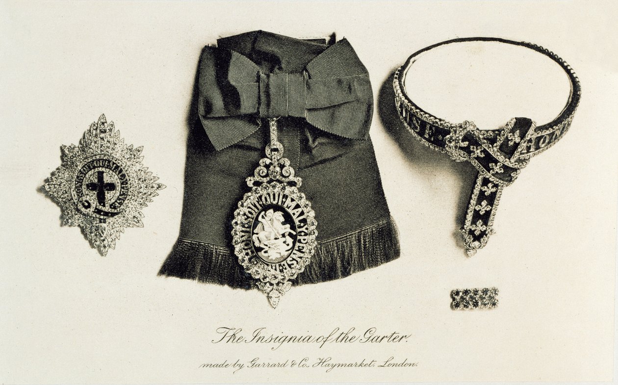 De insignes van de Kousenband, gemaakt door Garrard & Co., Haymarket, Londen door English School