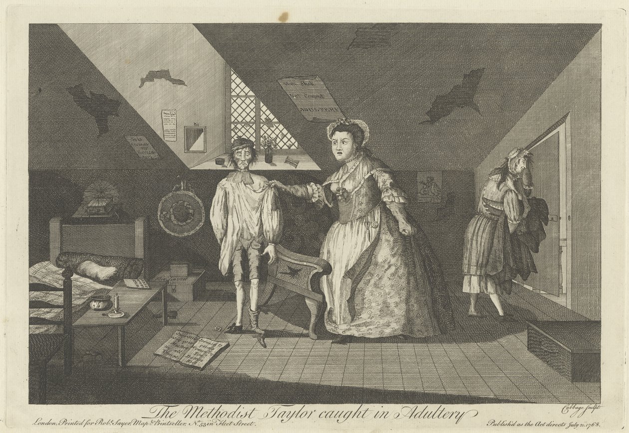 De methodistische kleermaker betrapt op overspel, 1768 door English School