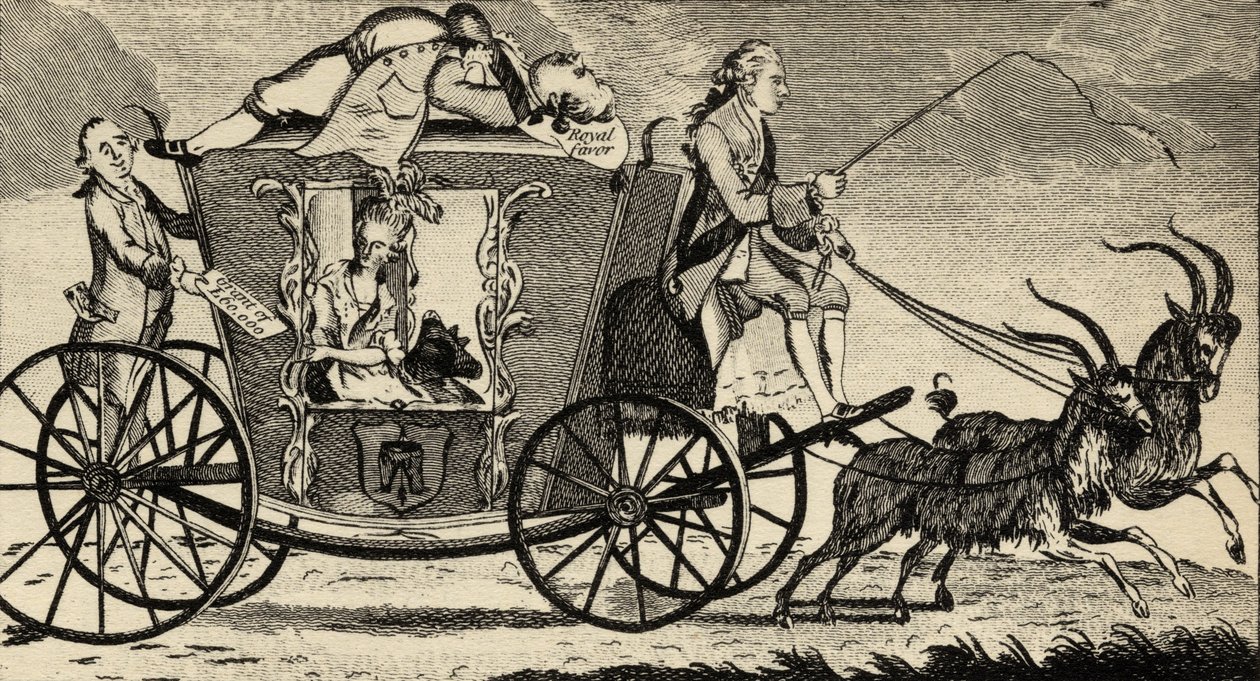 De Nieuwe Vis a Vis, of Florizel die Perdita Rijdt, uit het Ramblers magazine, Augustus 1783 door English School