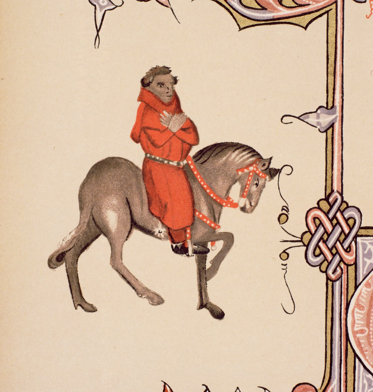 De Pastoor (detail) uit The Canterbury Tales, door Geoffrey Chaucer, Ellesmere Manuscript, facsimile editie, 1911 door English School