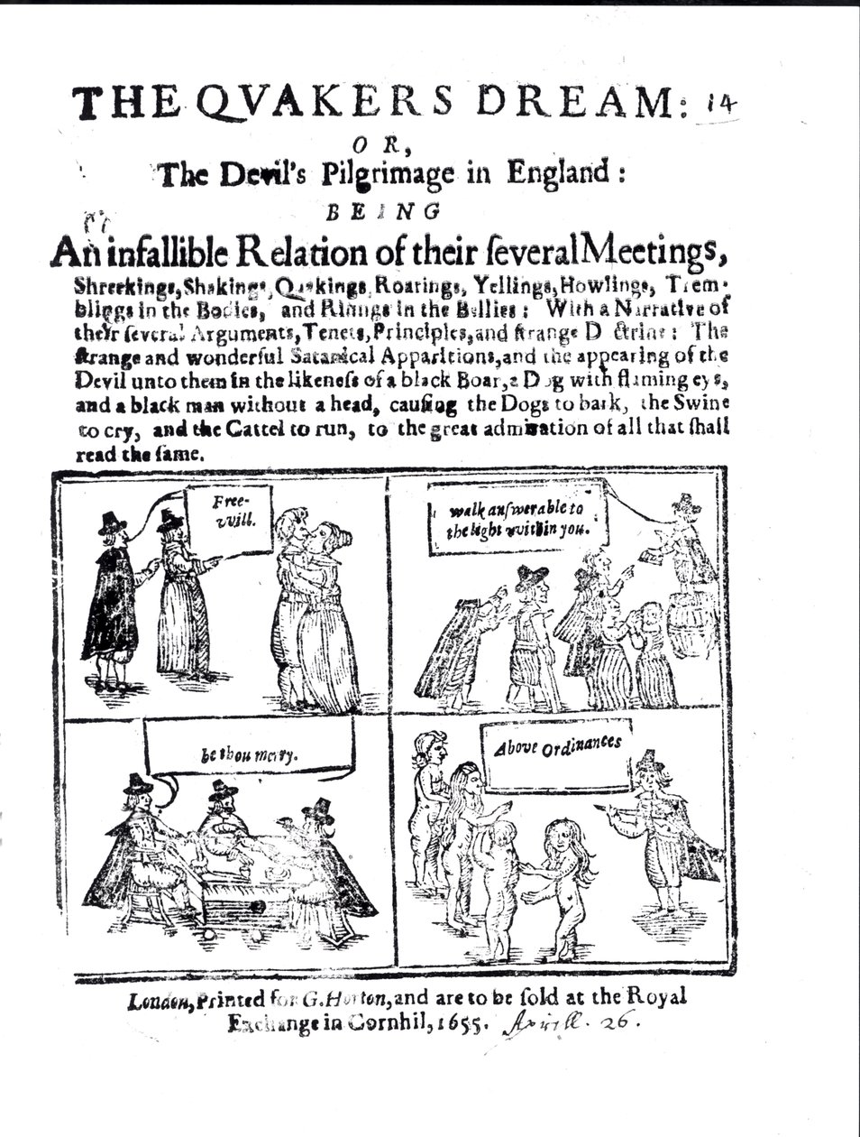 De Droom van de Quakers of De Pelgrimage van de Duivel in Engeland, gepubliceerd in 1655 door English School