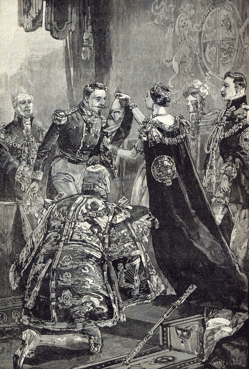De Koningin die de Keizer van de Fransen de Orde van de Kousenband Overhandigt door English School