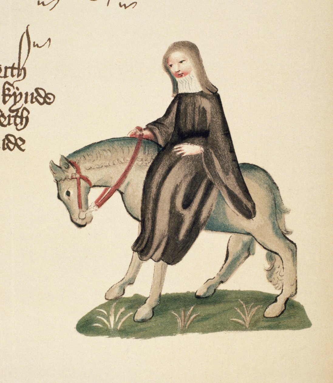De Tweede Non (detail) uit The Canterbury Tales, door Geoffrey Chaucer, Ellesmere Manuscript, facsimile editie, 1911 door English School