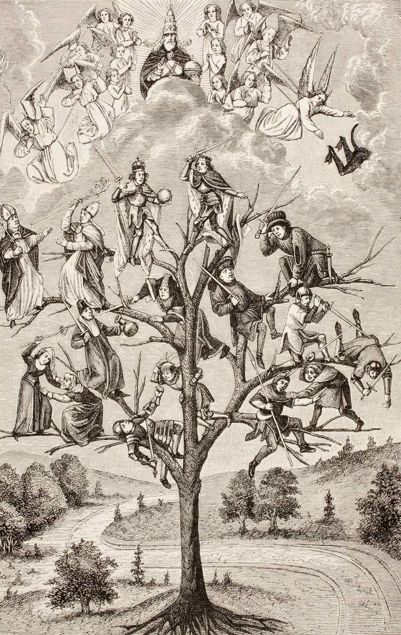 De boom van gevechten, c.1880 door English School