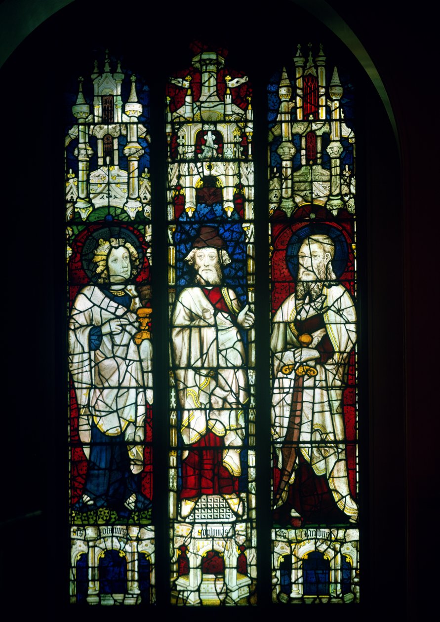 Het Winchester-raam, met St. Johannes de Evangelist, St. Jacobus de Mindere en de profeet Zefanja, 1392 (glas-in-lood) door English School