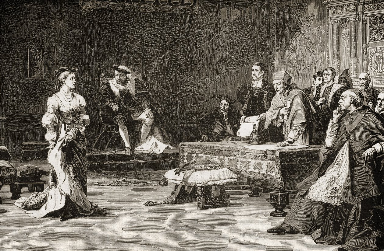 Het eerste proces van Catharina van Aragon (1485-1536) in 1529 door English School
