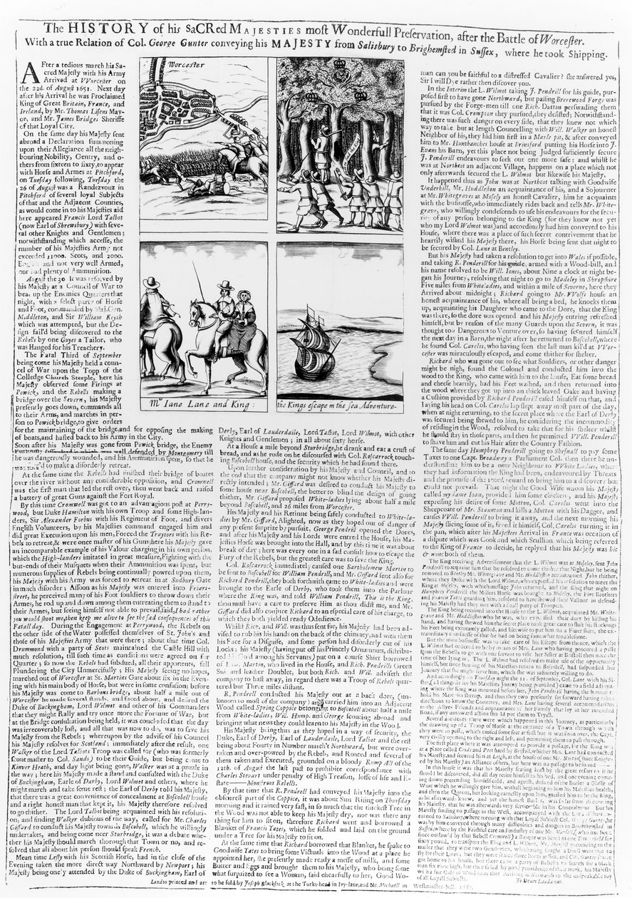 De geschiedenis van de Slag bij Worcester, gepubliceerd 1660 door English School
