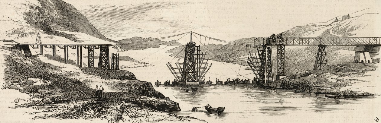 De recente tour van de onderkoning van India in de Punjab: de nieuwe brug over de Indus bij Attock bijna voltooid, uit 