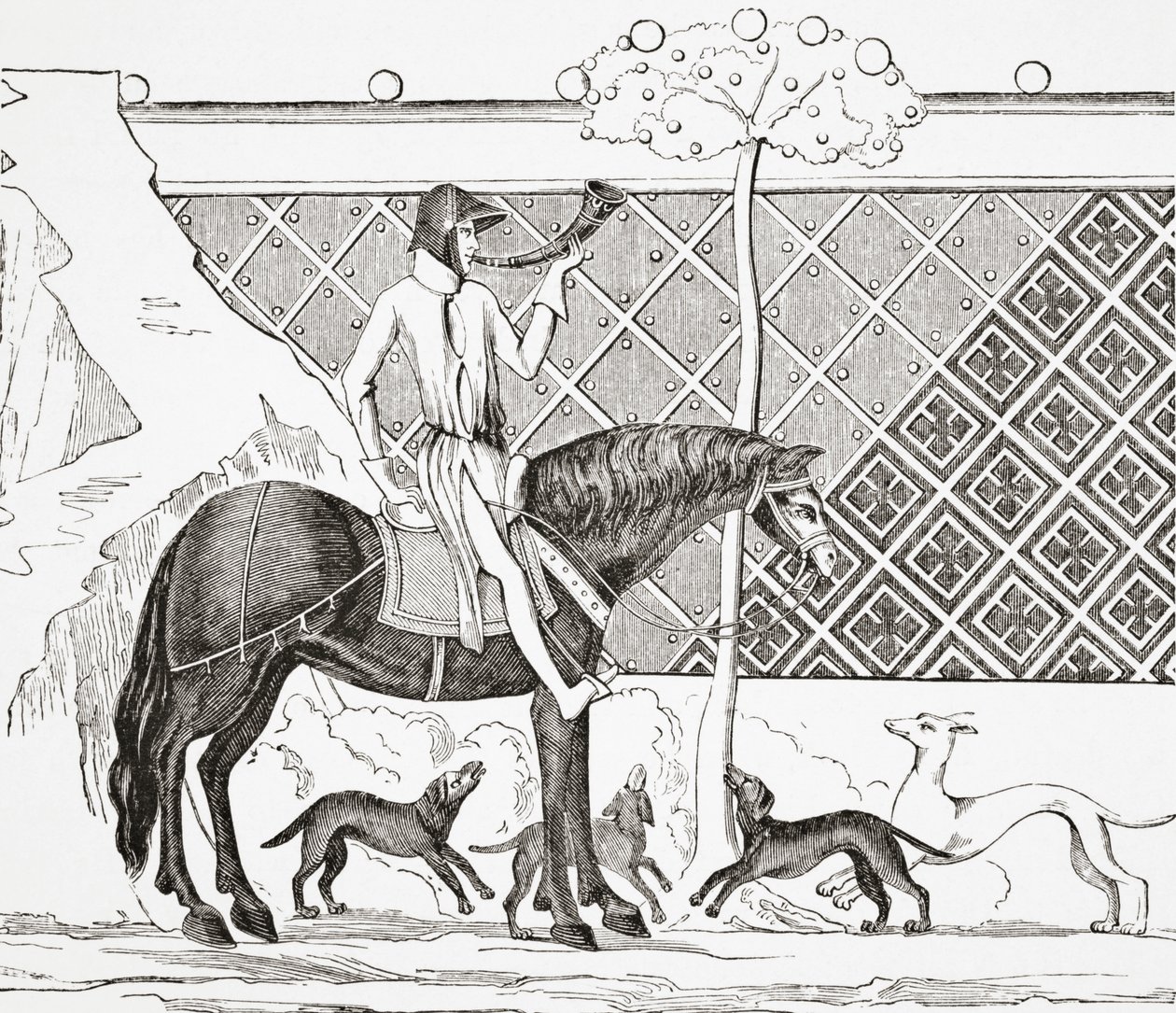 Tristan op de jacht, 1878 door English School