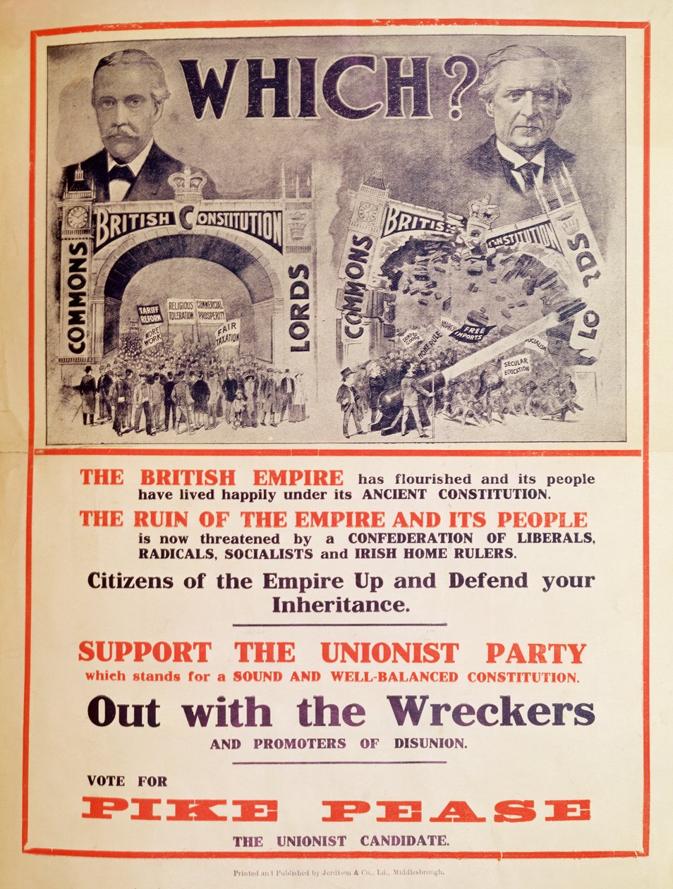 Unionistische Partij Poster voor de Britse Algemene Verkiezingen van januari 1910 door English School