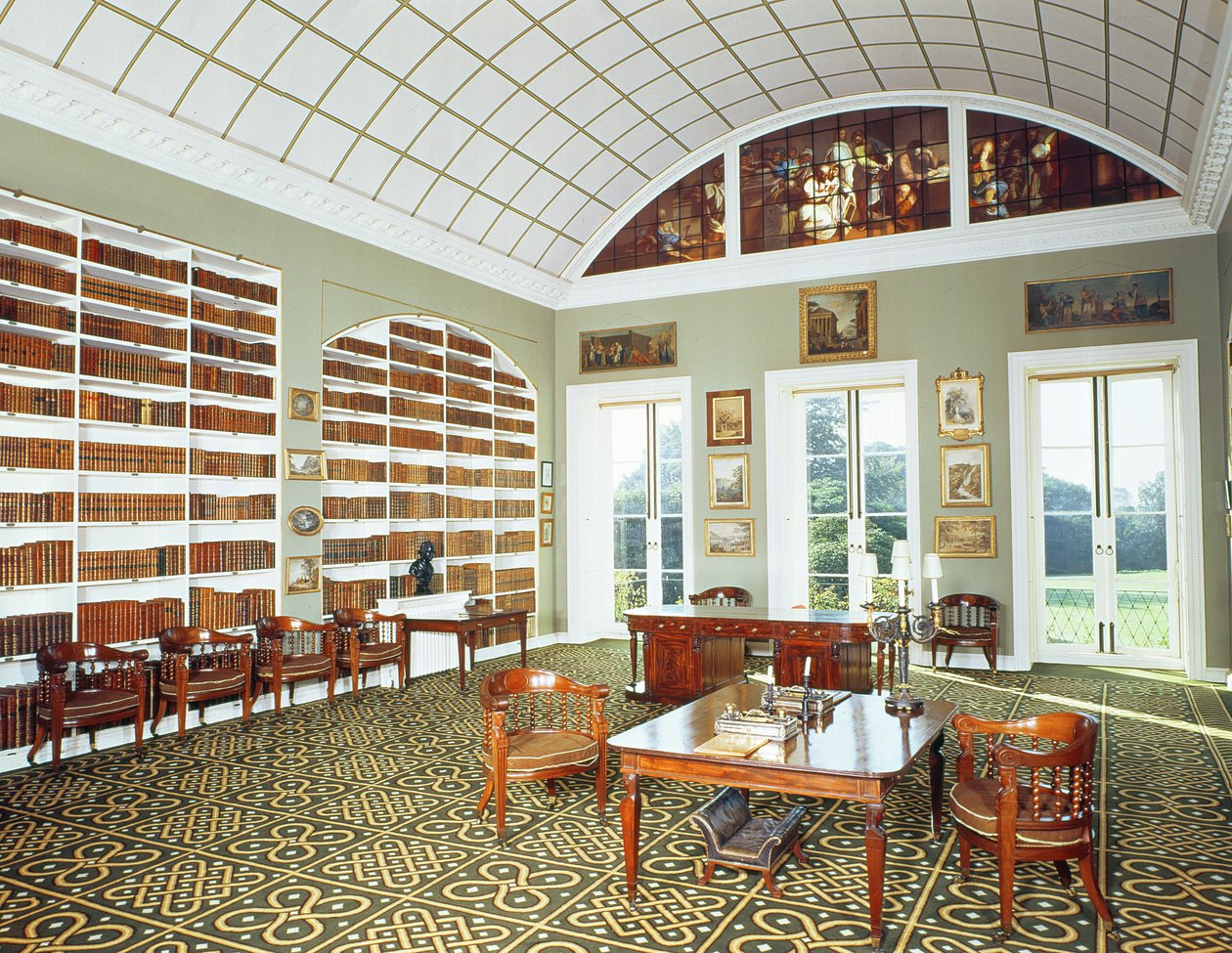 Uitzicht op de bibliotheek, 1793 door English School