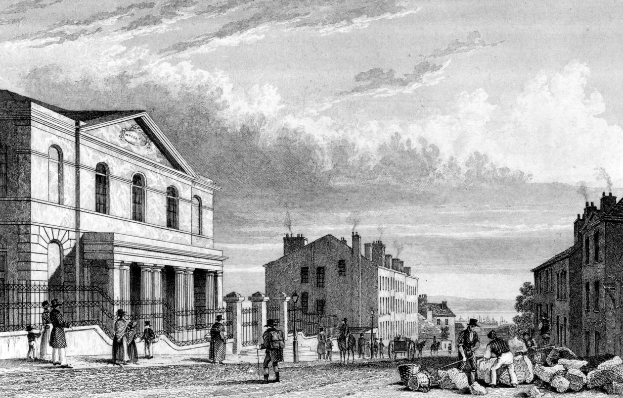 Wesleyan Chapel, Stanhope Street, Liverpool, gegraveerd door J. Smith door English School