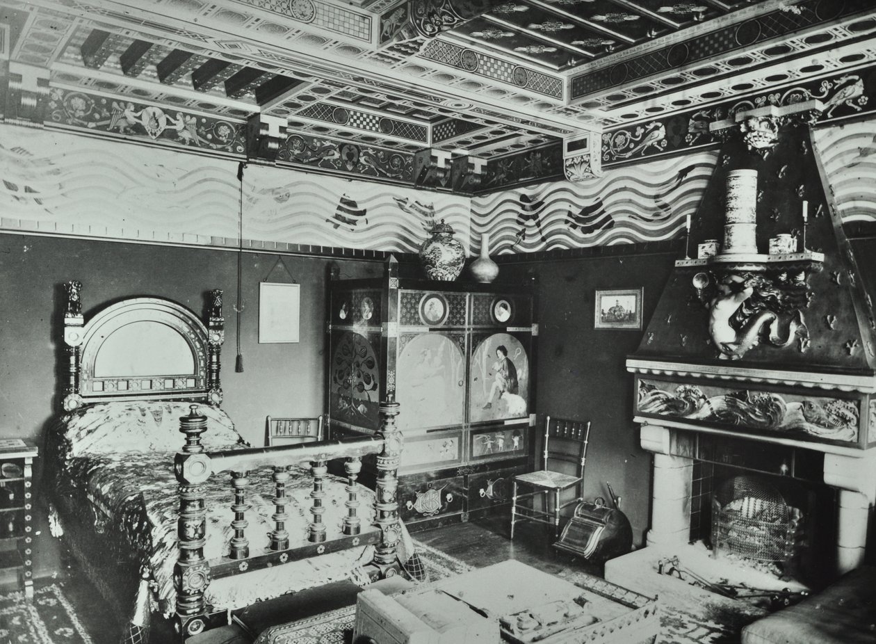 9 Melbury Road: slaapkamer, 1890 door English Photographer