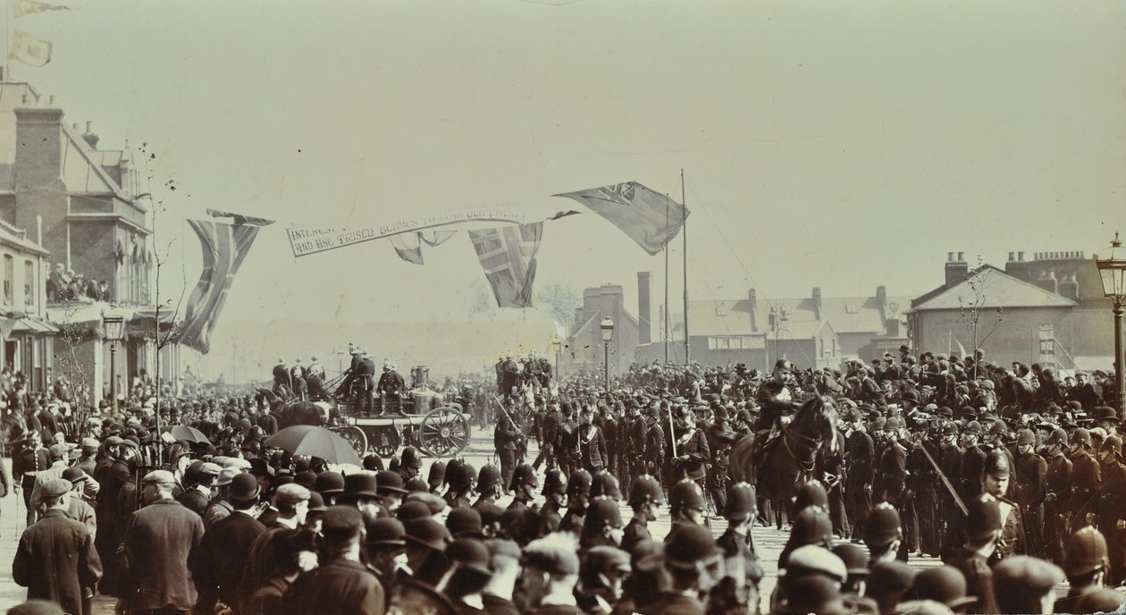 Blackwall Tunnel: praal als de Prins van Wales, later Koning Edward VII, en Prinses Alexandra de ceremoniële opening van de tunnel bijwonen, 1897 door English Photographer