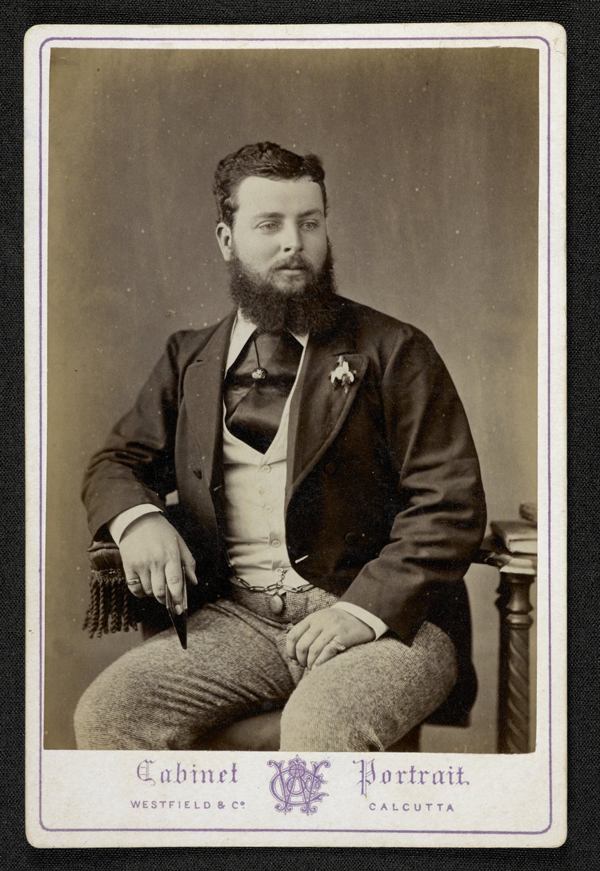Portret van de heer Godfrey Freeman, indigo planter, Lohurria, Bihar, gefotografeerd in Calcutta (zw/w foto) door English Photographer