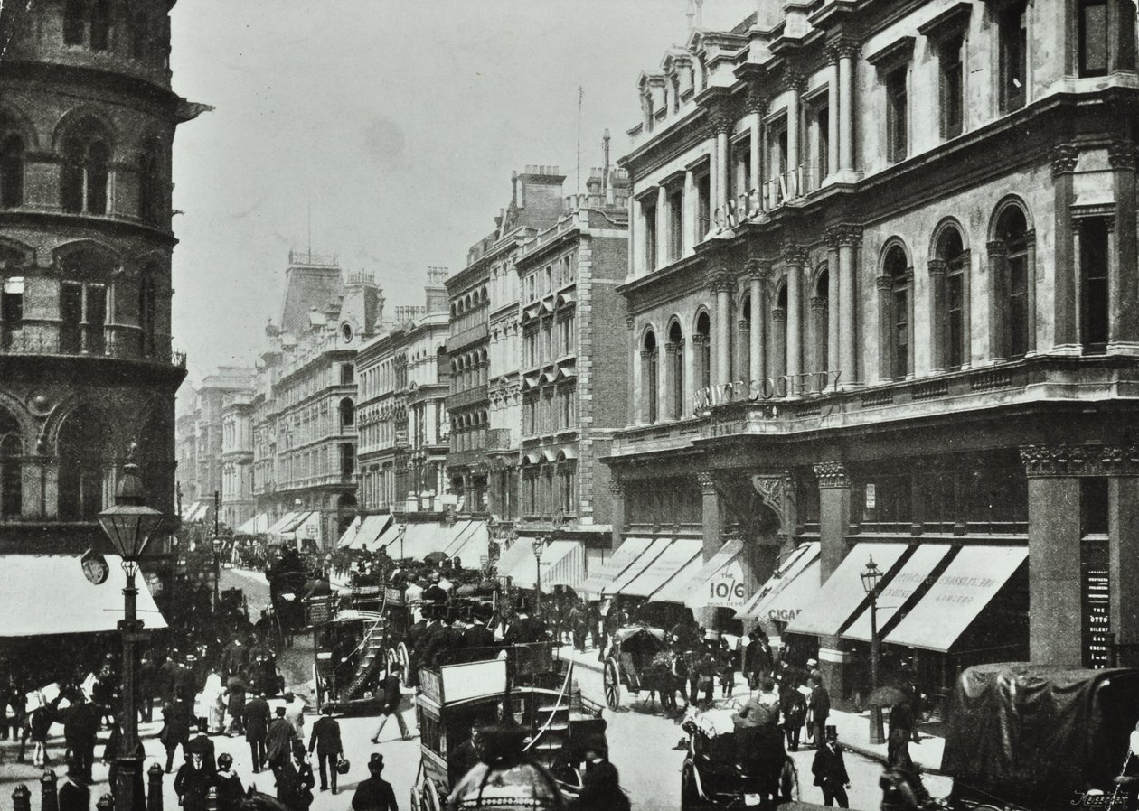 Poultry, kijkend naar het westen naar Cheapside, City of London, 1890 door English Photographer