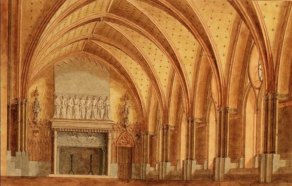 Een Baroniale Hal, ca. 1840 door English School