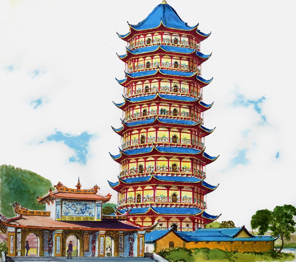 Een Chinese pagode, illustratie uit 