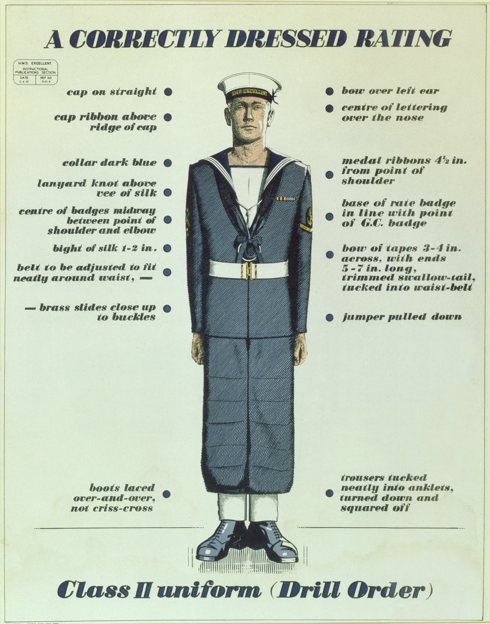 Een Correct Geklede Matroos, Klasse II uniform (Drill Order), 1957 door English School
