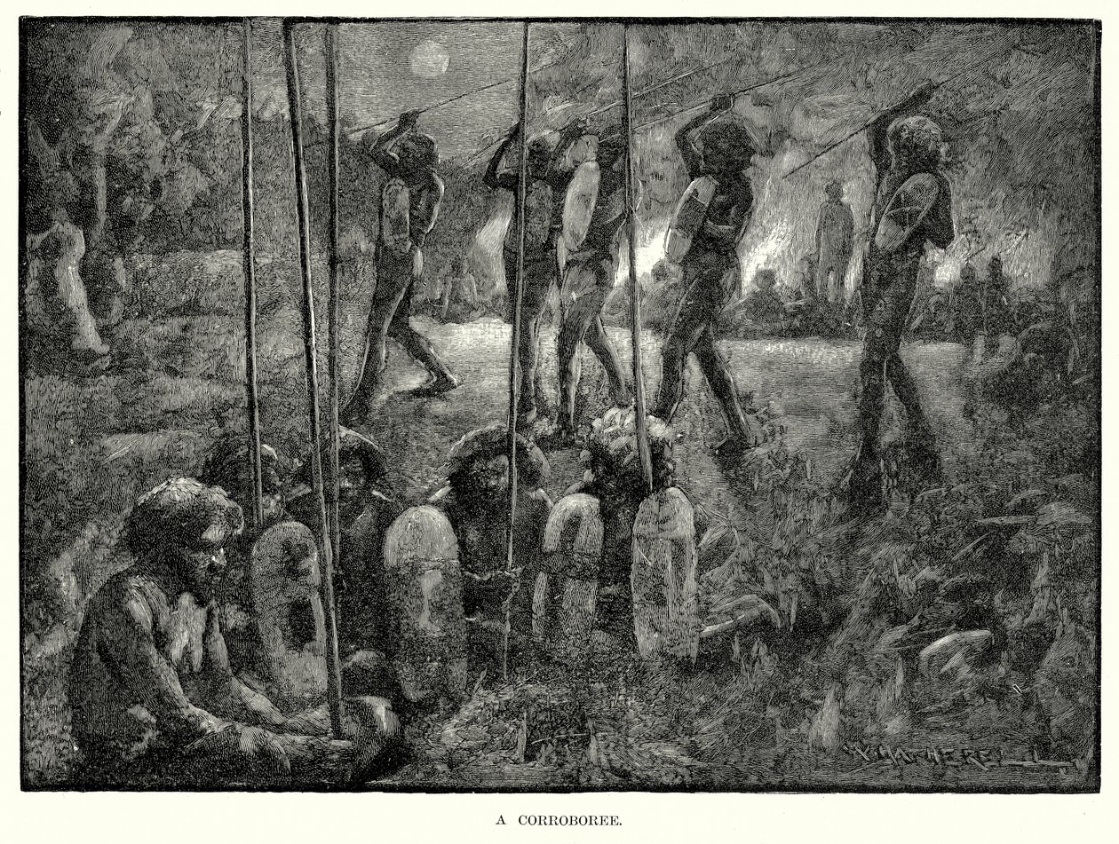 Een Corroboree (gravure) door English School