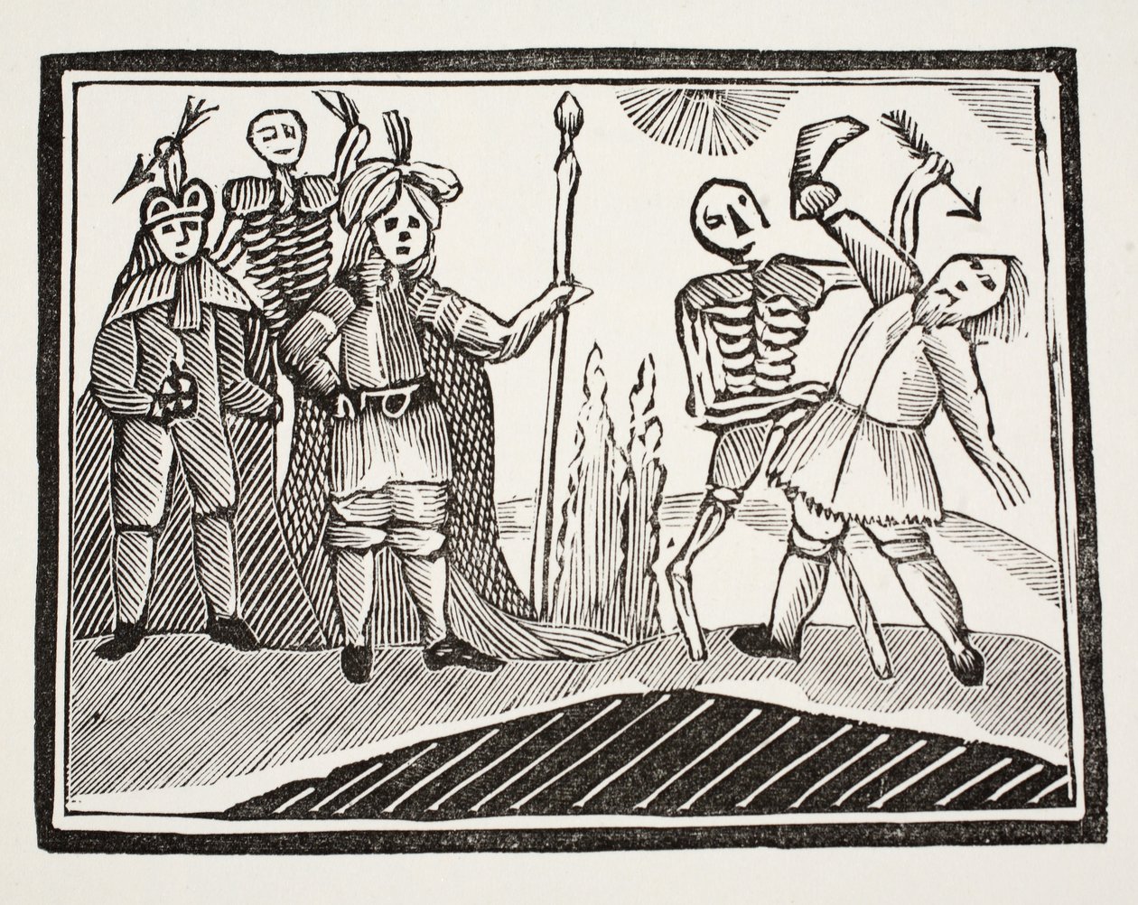 Een dialoog tussen een blinde man en de dood, illustratie uit Chap-books of the Eighteenth Century door John Ashton, uitgegeven 1882 door English School