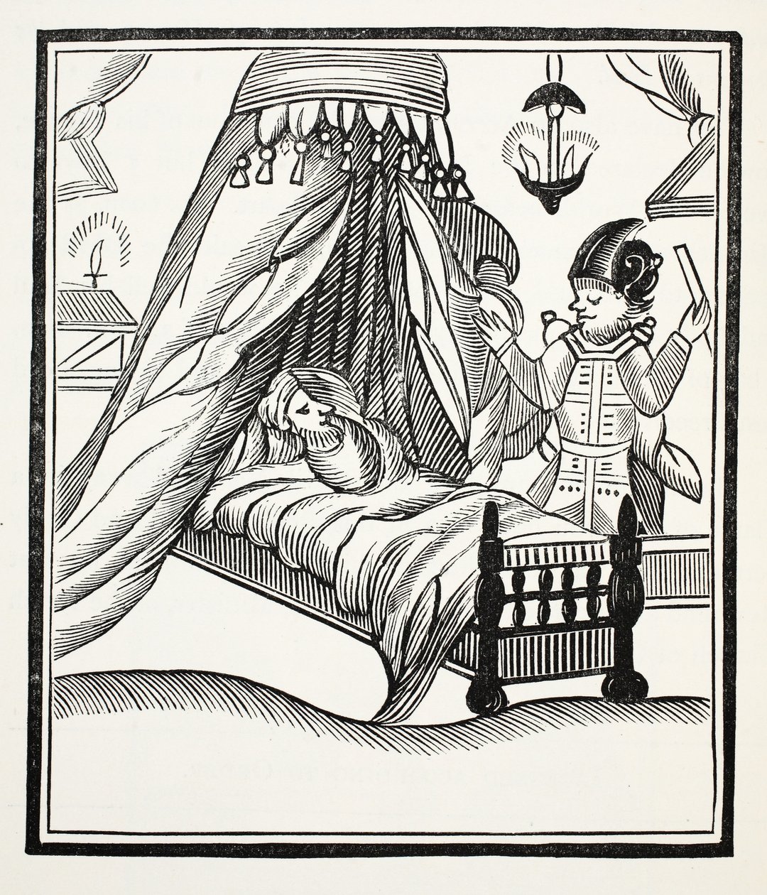 Een Volledig, Waar en Bijzonder verslag, illustratie uit Chap-books of the Eighteenth Century door John Ashton, gepubliceerd 1882 door English School
