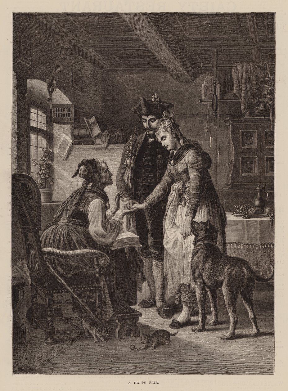 Een gelukkig paar (gravure) door English School