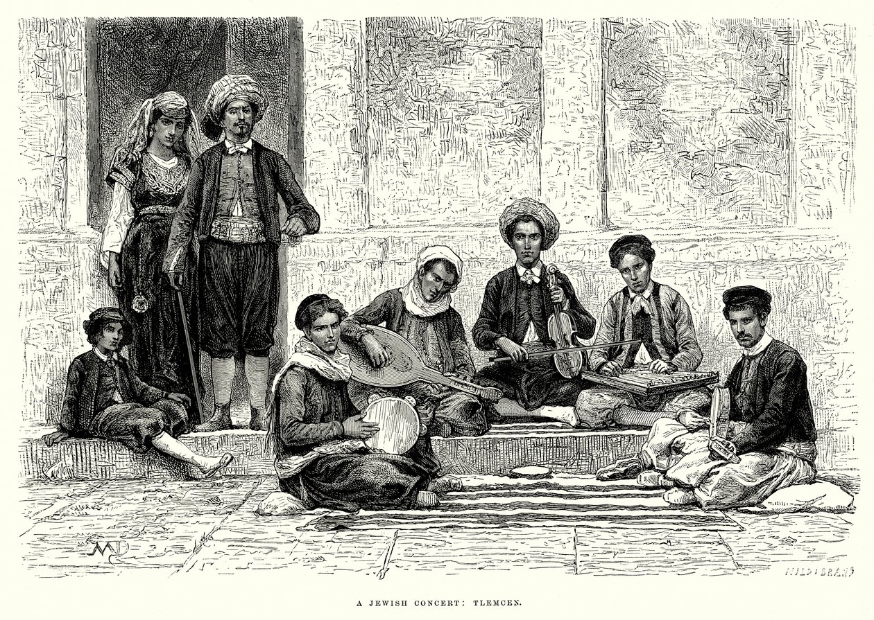 Een joods concert: Tlemcen (gravure) door English School