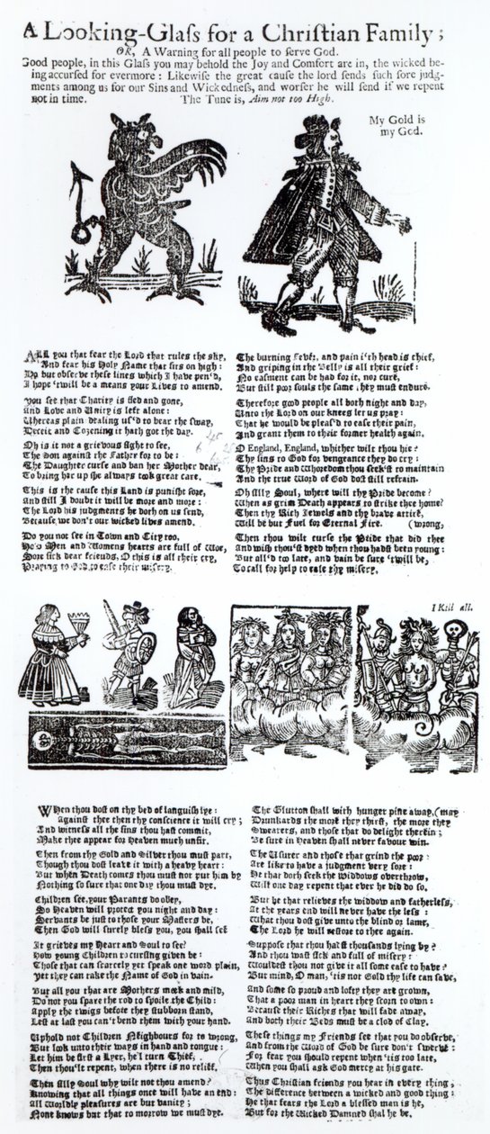 Een spiegel voor een christelijk gezin, c.1665 door English School